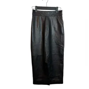 G. label By Goop Black Leather Samira Midi Skirt thumbnail 3