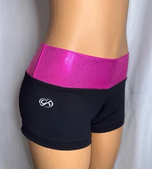 Pink and black glitter athletic cheer shorts thumbnail 1