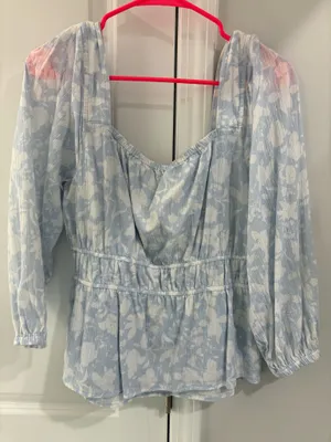 Free Assembly Floral Top Blue Size L thumbnail 2