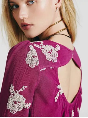 Free People Austin Emma Embroidered Boho Mini Dress Size Med thumbnail 2