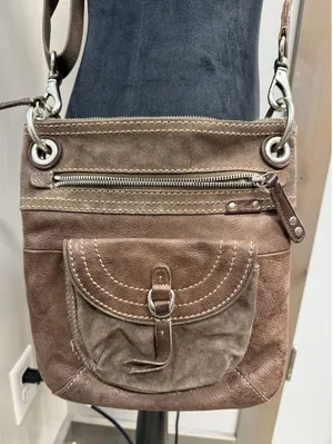 Vintage Fossil Liberty Crossbody Bag‎ Purse Brown Genuine Leather Adjustable thumbnail 1