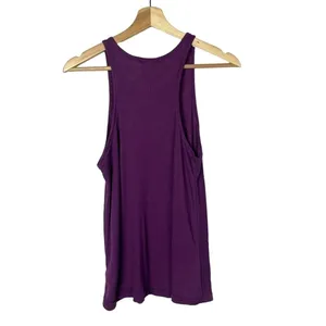 Free People Dark Purple Round‎ Neck Thermal Tank Top M thumbnail 2