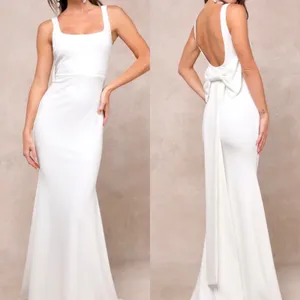 NWOT Lulus Size Medium Loving Fate White Bow Square Neck Backless Maxi Dress thumbnail 2