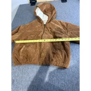 Ashley Sunrise Collection Corduroy Hooded Cropped Zip Sherpa Lined Jacket XL thumbnail 8