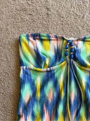 Shoshanna Ikat Rio Vista Bandeau Beaded Halter Maillot one piece Swimsuit Sz 10 thumbnail 6