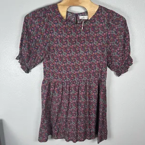 NEW Natural Life Blair Floral Mini Dress Autumn Blossom Short Sleeve Medium Boho thumbnail 1