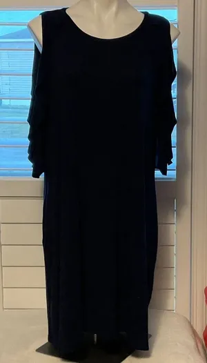 Chic Navy Cold Shoulder Dress Blue Size XL thumbnail 1
