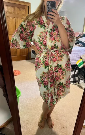 Handmade Floral Cotton Robe size small/medium thumbnail 1