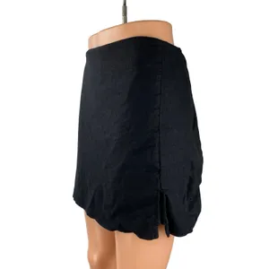 Abercrombie & Fitch Women's Black Linen High Rise Mini Flare A-Line Skirt Sz L thumbnail 3