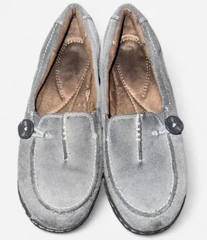 Naturalizer Gray and Black Suede Slip On Loafers, size 6 thumbnail 1
