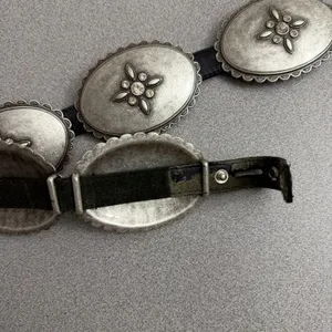 Unbranded Belt Womens Black Silver Pewter? Concho Rhinestone Western Leather 37" thumbnail 9