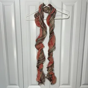 Ruffle Scarf Red Plaid Paisley Boho Grunge Y2K Coquette 2000s Vintage Neck Scarf thumbnail 2