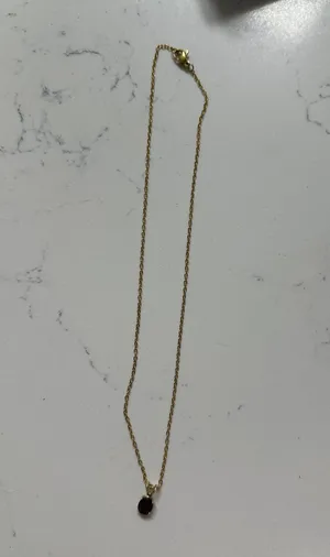 Garnet Stone Necklace Gold thumbnail 2