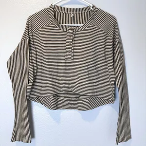 Free People Intimately Size-XS/T Lounge Top Seeing Stripes Cropped Slouch Henley thumbnail 1