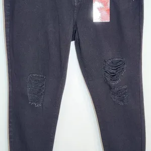 Jennifer Lopez Black Distressed Skinny Ankle Jeans Size 16 NWT thumbnail 3
