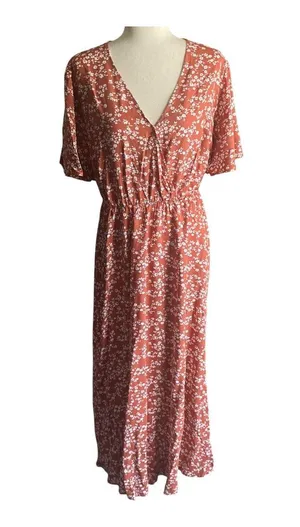 Nwt-Bloomchic-Womens Red Floral Maxi Dress-Size 18/20 thumbnail 1