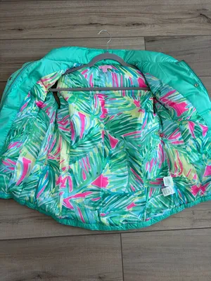Lilly Pulitzer Isabelle Teal Green Sleeveless Down Filled Puffer Vest S thumbnail 11