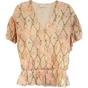 Ramy Brook‎ Eleanor Wrap Blouse Womens M Pink Peplum Boho Feminine Dainty Y2K thumbnail 1