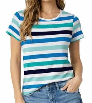 St. John’s Bay Women’s‎ Striped Short Sleeve T-Shirt Size Small 100% Cotton thumbnail 1