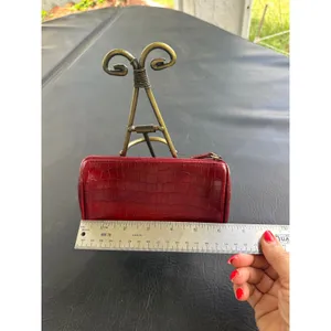 Etienne Aigner Red Croc Embossed Small Cosmetic Pouch Zip Clutch‎ bag EUC thumbnail 3