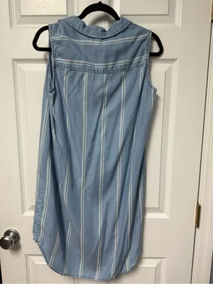 beachlunchlounge Light Blue Striped Lace-Up Sleeveless Midi Dress thumbnail 3