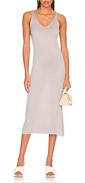 Revolve Callahan‎ Knitwear Dress Perfectly Pale Gray Rib Sleeveless Midi Medium thumbnail 1