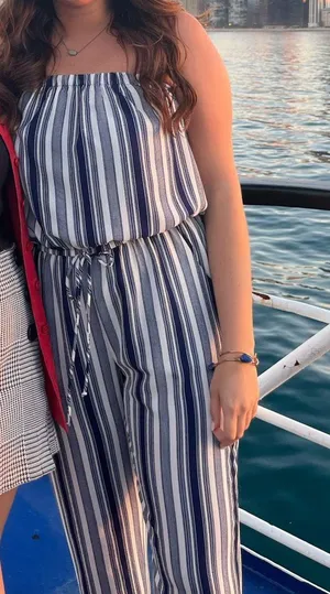 Blue And White Striped Jumpsuit Size M thumbnail 4