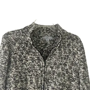 WindiRiver Women's Size Medium Black White‎ Knit Full Zip Cardigan Sweater thumbnail 3