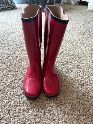 Sierra West Rain Boots Women’s Size 10 Red Rubber Tall Buckle Waterproof thumbnail 2