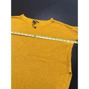 Express Mustard Yellow Shaker Stitch Knit Crew Neck Oversized Sweater Womens‎ M thumbnail 3