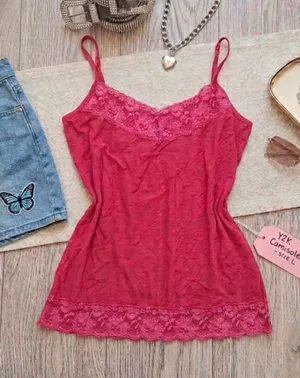 Maurice's Bright Pink Lace Trim Camisole thumbnail 1