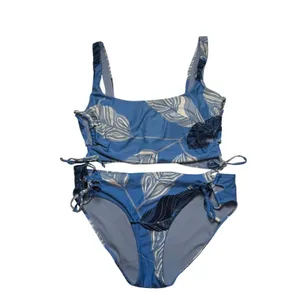 Aerie Tie Bikini Blue Floral Scoop Neck Set thumbnail 2