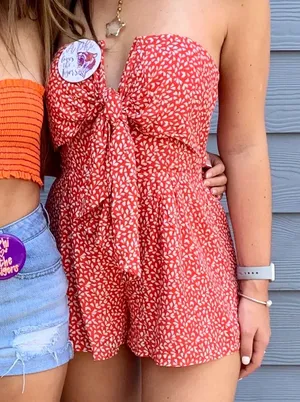 Impeccable Pig Orange and White Romper thumbnail 3