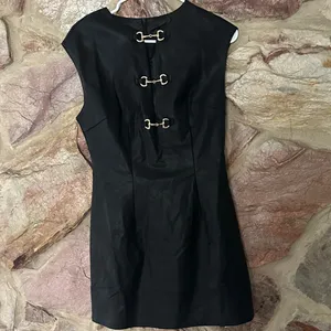 Commense PU Leather Metal Buckle Sleeveless Mini Dress size Medium thumbnail 2