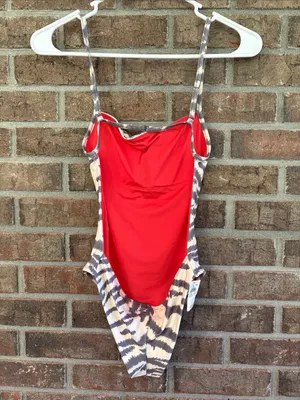 aerie One-Piece Swimsuit in Beige and Gray Zebra Print thumbnail 2
