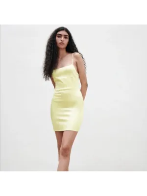 BLOGGER'S FAVE! Zara Yellow Satin Mini Dress Small NWT thumbnail 12