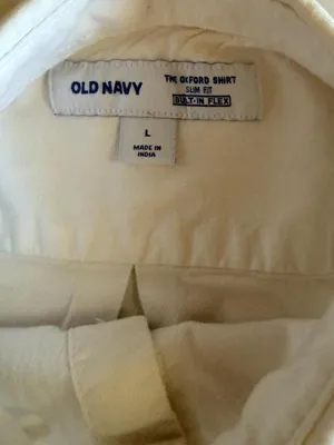 Old Navy Built-In Flex Slim Fit White Oxford Shirt L thumbnail 2