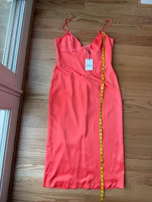 Bardot Ayla Midi Dress Orange Fizz Satin Corset NWT XL US 10 thumbnail 10