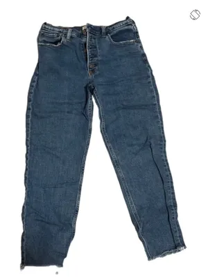 Abercrombie Dark Wash Mom High Rise Jeans Size 6 Button Fly Frayed Hem thumbnail 1