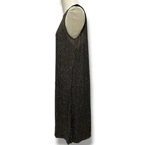 303 MANGO Suit | NWOT Turkey Metallic Gold Shimmer Sleeveless Midi Dress (Sz M) thumbnail 3