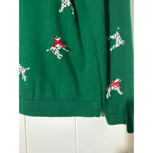 Talbots Petites Womens LP Green Dalmatian Dog Cardigan Cashmere Blend Holiday thumbnail 5