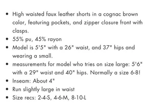 These Three Boutique High Waisted Faux Leather Shorts thumbnail 5