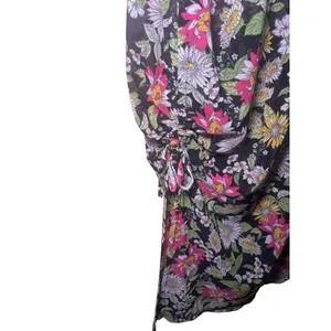 No Comment Women Maxi Dress M Black Floral Mesh Spaghetti Strap Boho Cinched Hem thumbnail 5