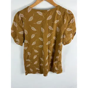 Ann Taylor Leaf Print Short Sleeve Top Size Medium thumbnail 3