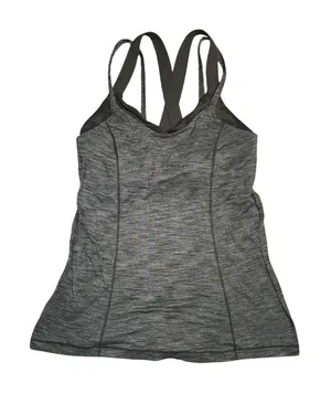 Lululemon Tank Top Womens 8 Gray Excellent Strappy Racerback Built-in Bra Yoga‎ thumbnail 1