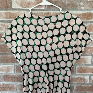 Diane Von Furstenberg DVF Natalie Shift V Neck Dress 100% Silk Green Pink Size 4 thumbnail 8