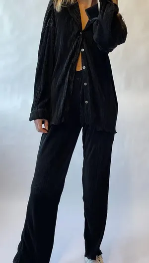Black Ribbed Pant Set thumbnail 5