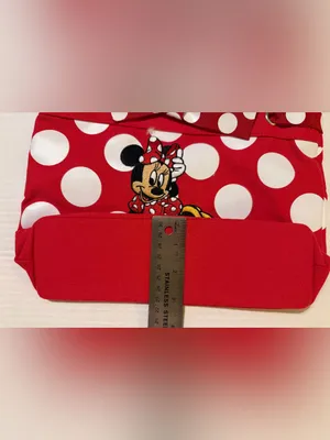 Disney Parks Canvas Red w White Polka Dots Tote Bag Embroidered Minnie Mouse thumbnail 11