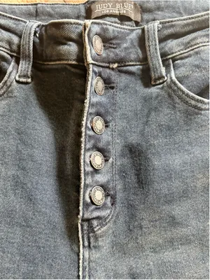 Judy Blue “BEST DAY” Button Fly High Rise Straight Leg Size 11/30 Dark Blue thumbnail 3