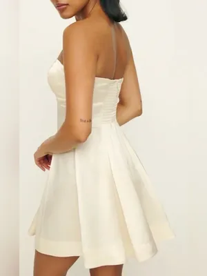 NEW Reformation JACQUES satin cream strapless mini dress sz 10 thumbnail 4